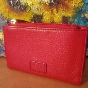 Fossil Red Leather Tri-Fold Wallet
